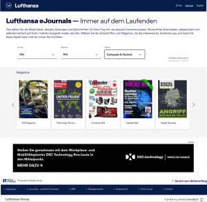 Ansicht des eJournals der Lufthansa; in der Auswahl: Enterprise Application Software Magazine, Ausgabe 6/2018 (für 11./12. 2018)
